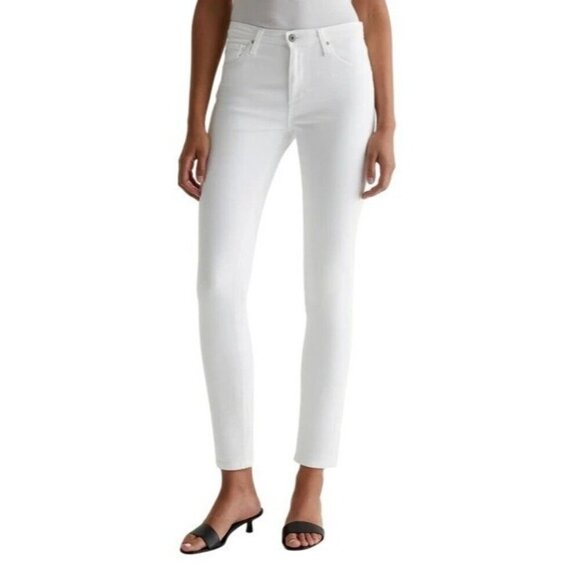 Adrianno Goldschmied Jeans Women 27 White The Prima Mid Rise Cigarette Ankle - Picture 1 of 12